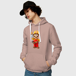 Толстовка-худи хлопковая мужская Super Mario, цвет: пыльно-розовый — фото 2