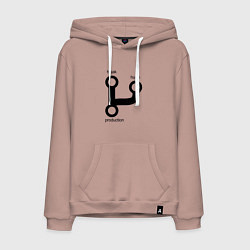 Толстовка-худи хлопковая мужская Раз, два и в продакшн, цвет: пыльно-розовый