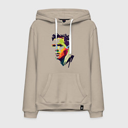 Толстовка-худи хлопковая мужская Lionel Messi: fun-art, цвет: миндальный