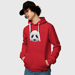 Толстовка-худи хлопковая мужская Полигональная панда, цвет: красный — фото 2