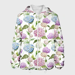Куртка с капюшоном мужская Цветы и бабочки 4, цвет: 3D-белый