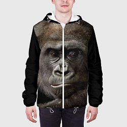 Куртка с капюшоном мужская Глаза гориллы, цвет: 3D-белый — фото 2