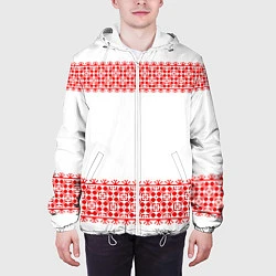 Куртка с капюшоном мужская Славянский орнамент (на белом), цвет: 3D-белый — фото 2