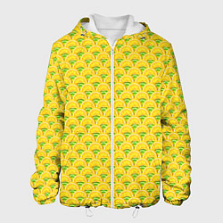 Куртка с капюшоном мужская Текстура лимон-лайм, цвет: 3D-белый