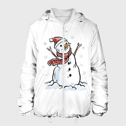 Куртка с капюшоном мужская Снеговик, цвет: 3D-белый