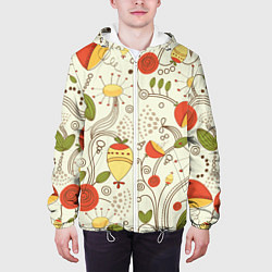 Куртка с капюшоном мужская Поляна цветов, цвет: 3D-белый — фото 2