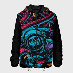 Куртка с капюшоном мужская Космический осьминог, цвет: 3D-черный