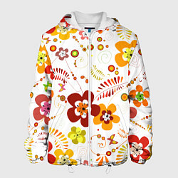 Куртка с капюшоном мужская Летние цветы, цвет: 3D-белый