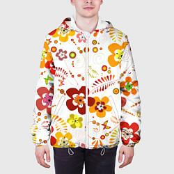 Куртка с капюшоном мужская Летние цветы, цвет: 3D-белый — фото 2