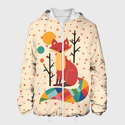Куртка с капюшоном мужская Осенняя лисичка, цвет: 3D-белый