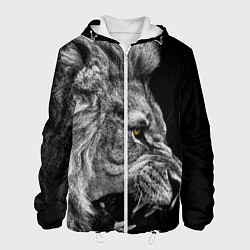 Куртка с капюшоном мужская Оскал льва, цвет: 3D-белый