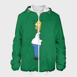 Куртка с капюшоном мужская Гомер в кустах, цвет: 3D-белый