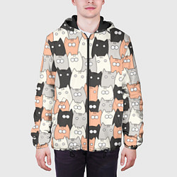 Куртка с капюшоном мужская Котики, цвет: 3D-черный — фото 2