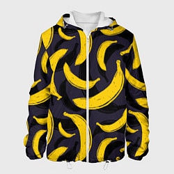Куртка с капюшоном мужская Бананы, цвет: 3D-белый