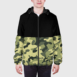 Куртка с капюшоном мужская Камуфляж: черный/хаки, цвет: 3D-черный — фото 2