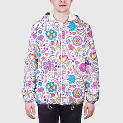 Куртка с капюшоном мужская Цветочный сад, цвет: 3D-белый — фото 2