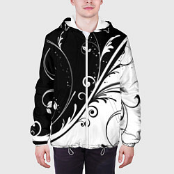 Куртка с капюшоном мужская Цветочный узор, цвет: 3D-белый — фото 2