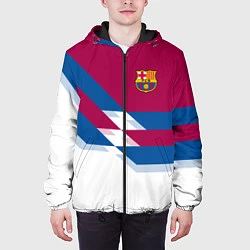 Куртка с капюшоном мужская Barcelona FC: White style, цвет: 3D-черный — фото 2