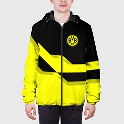 Куртка с капюшоном мужская BVB FC: Yellow style, цвет: 3D-черный — фото 2
