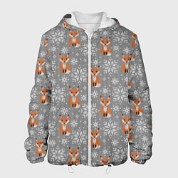 Куртка с капюшоном мужская Зимние лисицы, цвет: 3D-белый