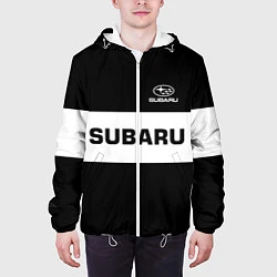 Куртка с капюшоном мужская Subaru: Black Sport, цвет: 3D-белый — фото 2