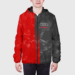 Куртка с капюшоном мужская Audi: Red & Grey poly, цвет: 3D-черный — фото 2
