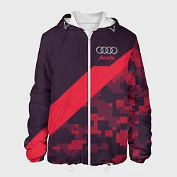 Куртка с капюшоном мужская Audi: Red Pixel, цвет: 3D-белый