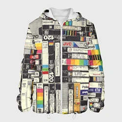 Куртка с капюшоном мужская VHS-кассеты, цвет: 3D-белый