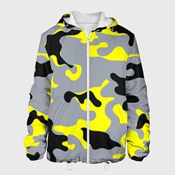 Куртка с капюшоном мужская Yellow & Grey Camouflage, цвет: 3D-белый
