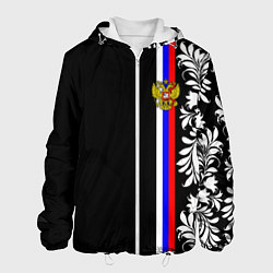 Куртка с капюшоном мужская Россия: цветочная коллекция, цвет: 3D-белый