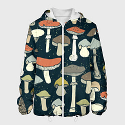 Куртка с капюшоном мужская Грибной лес, цвет: 3D-белый