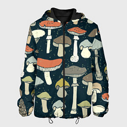 Куртка с капюшоном мужская Грибной лес, цвет: 3D-черный