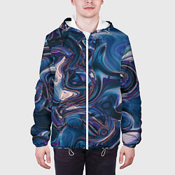 Куртка с капюшоном мужская Абстрактная жидкость, цвет: 3D-белый — фото 2