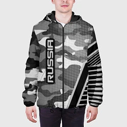 Куртка с капюшоном мужская Russia: Grey Camo, цвет: 3D-черный — фото 2