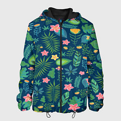 Куртка с капюшоном мужская Тропический лес, цвет: 3D-черный