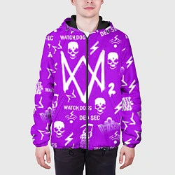 Куртка с капюшоном мужская Watch Dogs 2: Violet Pattern, цвет: 3D-черный — фото 2