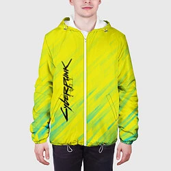 Куртка с капюшоном мужская Cyberpunk 2077: Yellow, цвет: 3D-белый — фото 2