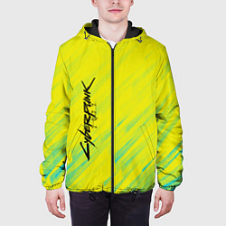 Куртка с капюшоном мужская Cyberpunk 2077: Yellow цвета 3D-черный — фото 2