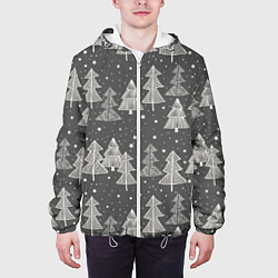Куртка с капюшоном мужская Grey Christmas Trees, цвет: 3D-белый — фото 2