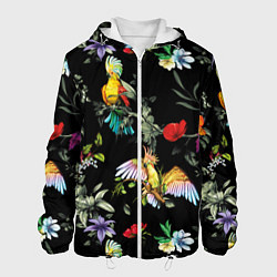 Куртка с капюшоном мужская Попугаи, цвет: 3D-белый
