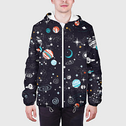 Куртка с капюшоном мужская Загадочный космос, цвет: 3D-белый — фото 2
