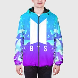 Куртка с капюшоном мужская BTS: Violet Butterflies, цвет: 3D-черный — фото 2