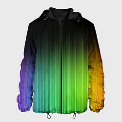 Куртка с капюшоном мужская Неоновые полосы - Минимализм, цвет: 3D-черный
