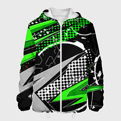 Куртка с капюшоном мужская Black and green corners, цвет: 3D-белый