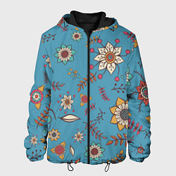 Куртка с капюшоном мужская Цветочный рай узор, цвет: 3D-черный