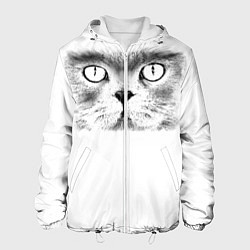 Куртка с капюшоном мужская Моська кота, цвет: 3D-белый
