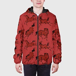 Куртка с капюшоном мужская Красные кони, цвет: 3D-черный — фото 2