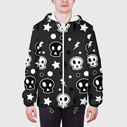 Куртка с капюшоном мужская Черепа, Молния, Звезды, цвет: 3D-белый — фото 2