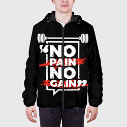 Куртка с капюшоном мужская Без боли нет победы, цвет: 3D-черный — фото 2
