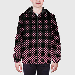 Куртка с капюшоном мужская Ромбы, цвет: 3D-черный — фото 2